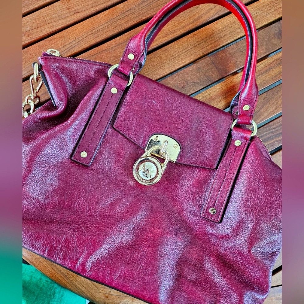 Michael Kors Red & Gold Leather Handbag